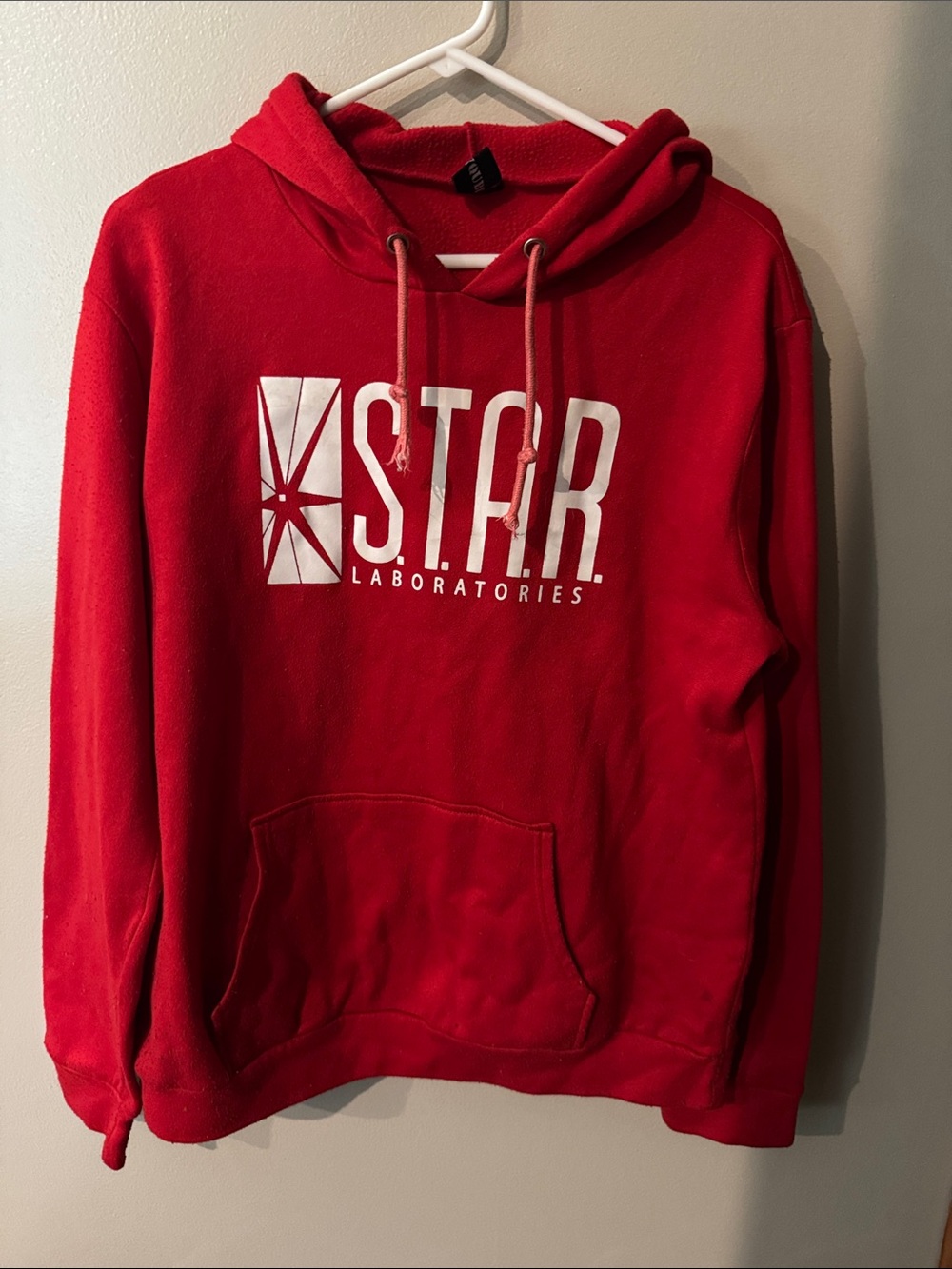 Red Hooded Pullover Sweatshirt